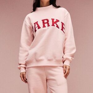 PARKE Women's Pink Sweatshirt with Red Accents. Red pic is for detail pic only.